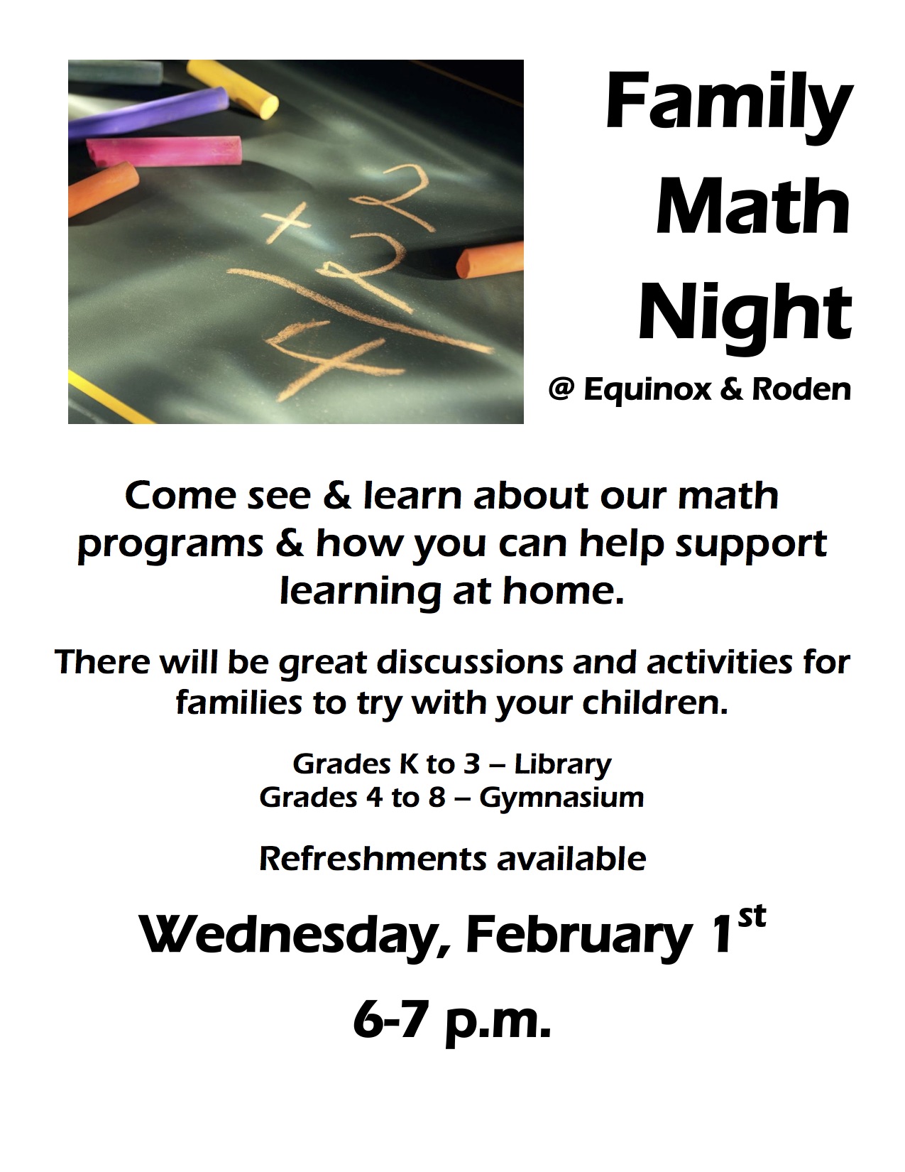 Family Math Night Poster