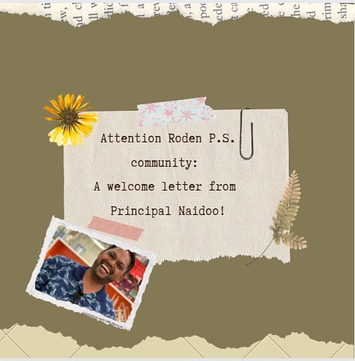 Attn: Roden P.S. community: For information about class assignments, COVID-19 precautions, and a student orientation date, copy and paste the link provided for a welcome letter from our new principal, Ryan Naidoo: https://docs.google.com/document/d/1TTcjdIUWZxfv5cj_nP6zZ7pgZs-q3qAxHEUN-dezro0/edit?usp=sharing (link in bio)