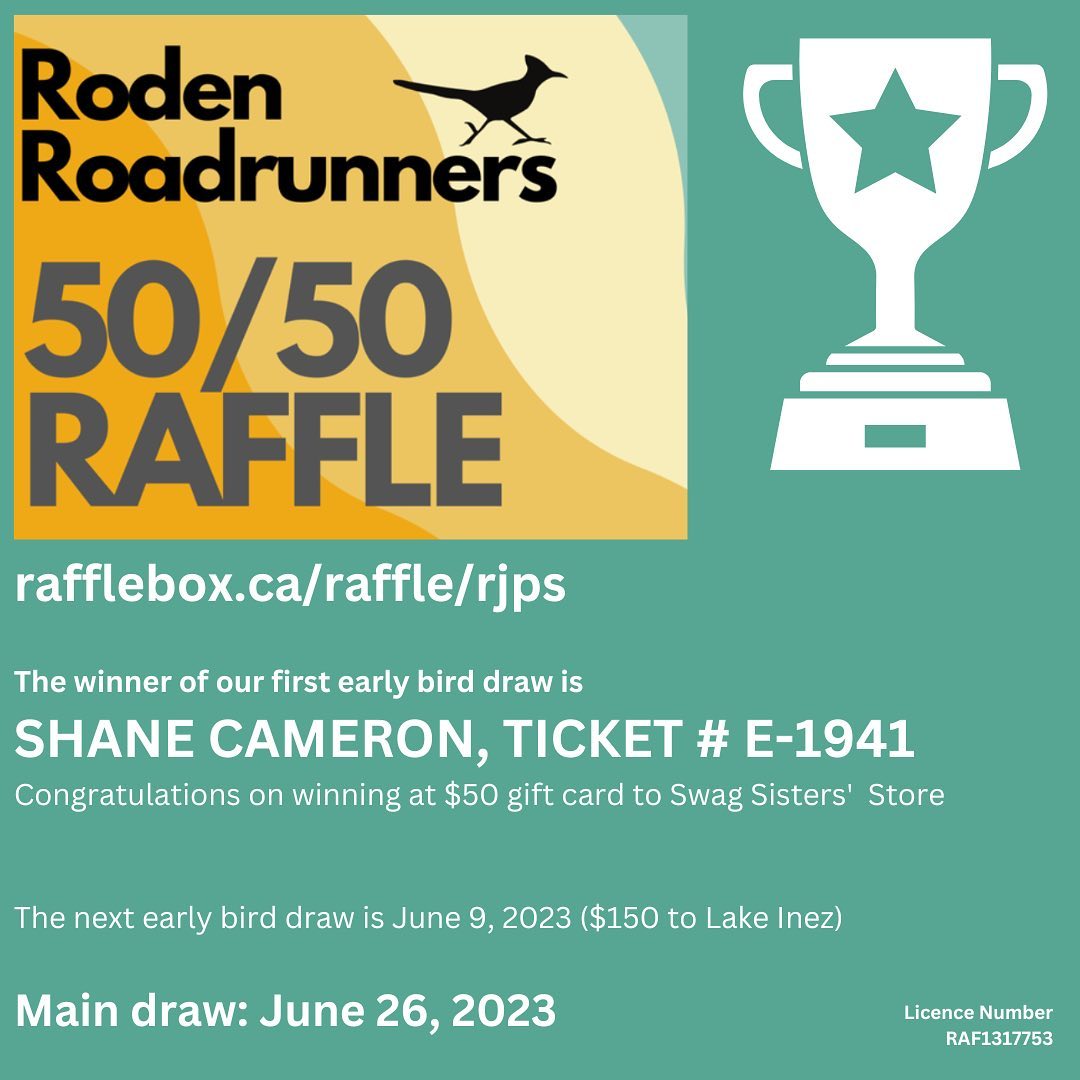We have a winner for our first early bird draw! Congratulations to Shane Cameron for winning $50 to @theswagsisterstoystore. The second early-bird draw is taking place June 9. If you purchase tickets before then, you will be automatically entered to win $150 to @lakeinez. Don’t miss out!

The main draw is on June 26, and the pot currently sits at $1830. Let’s keep it climbing!