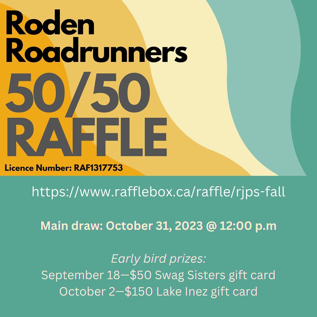 Roden’s second 50-50 Raffle has officially opened. Proceeds will be going to the school’s music program. In June, we drove the pot up to $3,400, with the winner taking home half. Let’s see how high we can get it this time! 👊🏽

The first early bird prize draw, for a chance to win a $50 gift card to @theswagsisterstoystore, will take place next Monday, September 18. Be sure to buy your tickets before then for a chance to win. 💰🎶